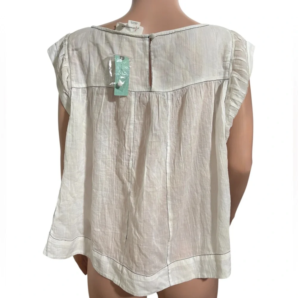 NWT ANTHROPOLOGIE Women’s Cap-Sleeve Babydoll Blouse - Picture 6 of 16